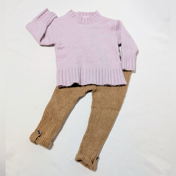 Zara Other - Zara Toddler Cashmere Knit Sweater & Pants Set 2-3 Years Pink Tan